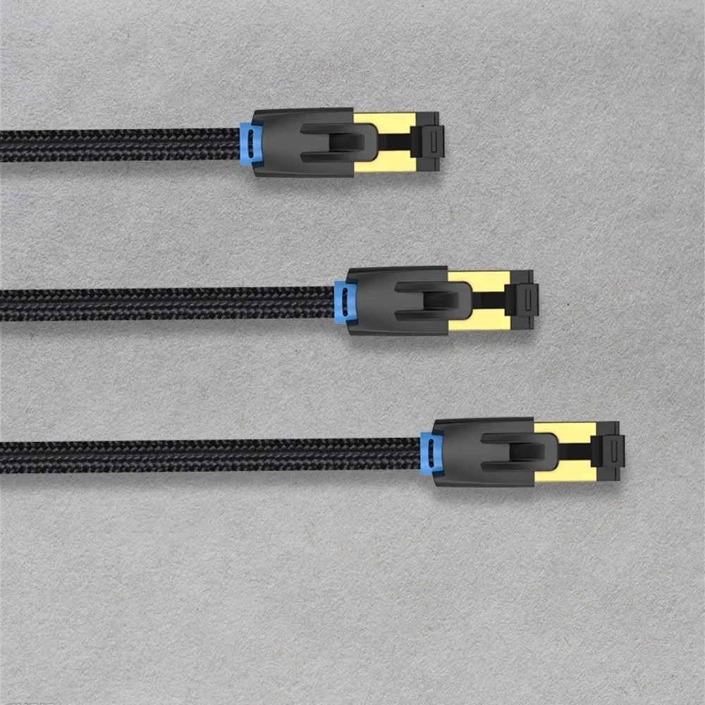 Cable de Extensión Ethernet de Cobre con Doble Blindaje, Cable Ethernet CAT8 Duradero de Alta Velocidad, Cable de Conexión Cat 8 con Cabeza Redonda para Computadora