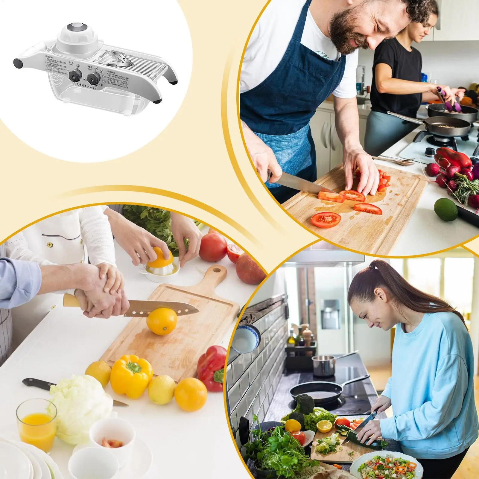 

Слайсер для кухни, картофелерезка с пятью регулируемыми настройками, кухонный резак с контейнером для дома, ресторана, кемпинга, приготовления еды