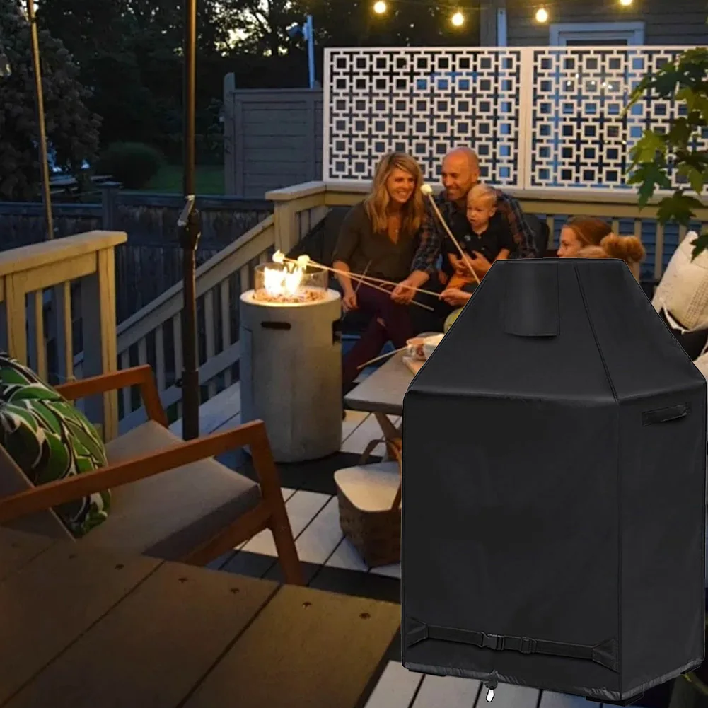 Oxford Fabric Outdoor Fireplace Cover Windproof/Waterproof Patio Wood Burning Fireplace Rain Cover Black Furniture Covers