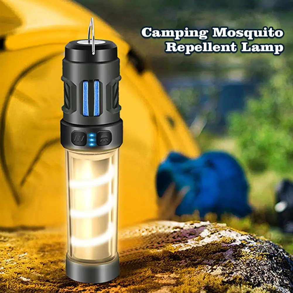 3 In 1 Portable Camping Mosquito Repellent Lamp Triangle Bracket Portable Lighting Lamp USB Charging Light Fishing Hiking Tools