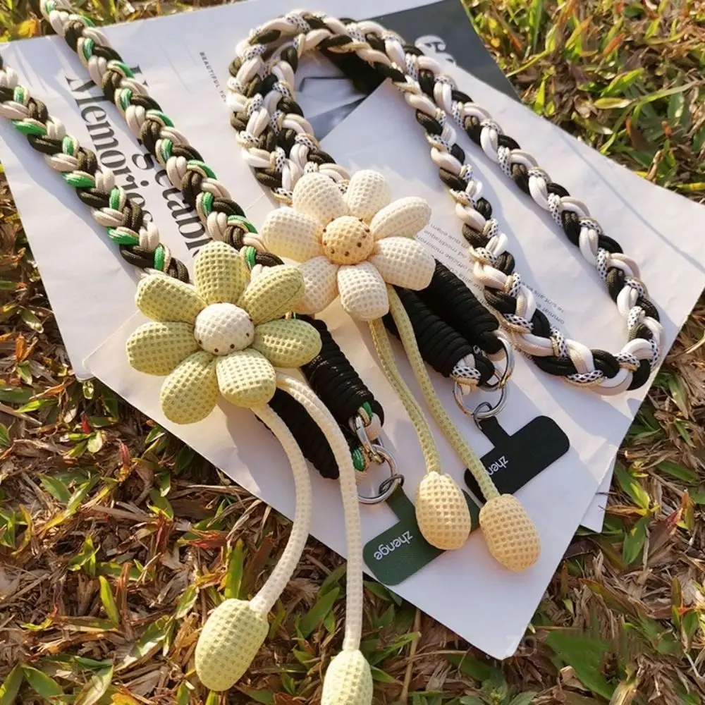 

Съемный ремешок для телефона с цветами, плетеная цепочка на шею, защита от потери, длинный ремешок для телефона для активного отдыха