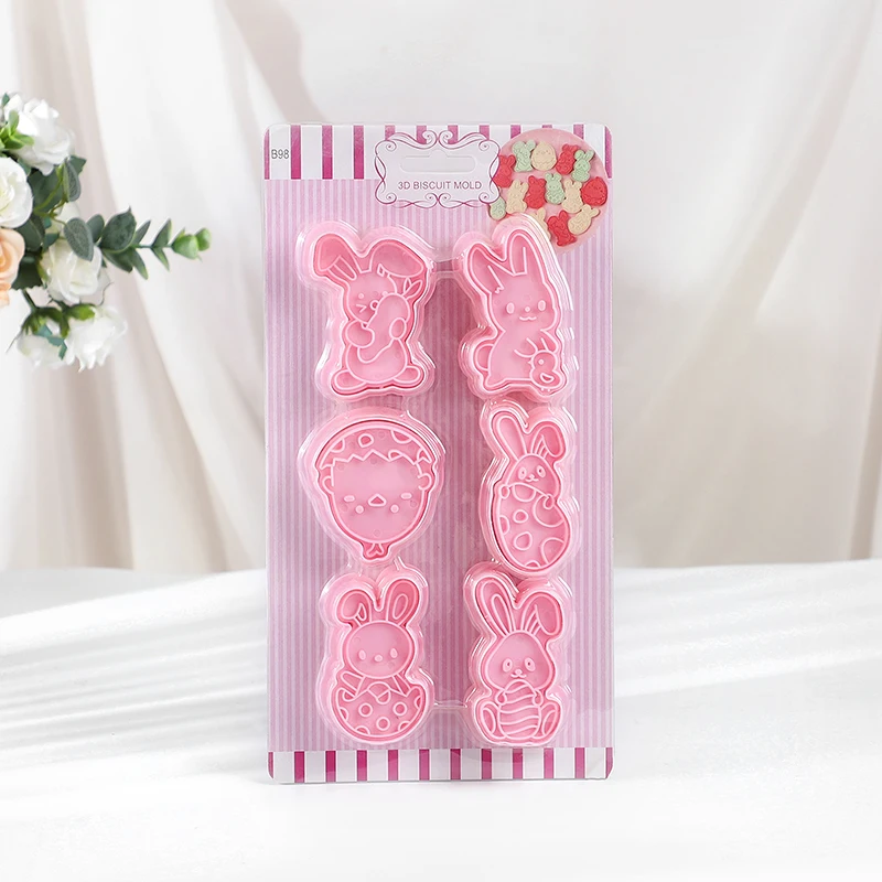 6 ชิ้น/เซ็ต Easter Bunny Cookie Cutters ครัว Fondant แม่พิมพ์การ์ตูนกระต่ายไข่อีสเตอร์ปาร์ตี้ตกแต่งเบเกอรี่ Pastry อุปกรณ์เสริม