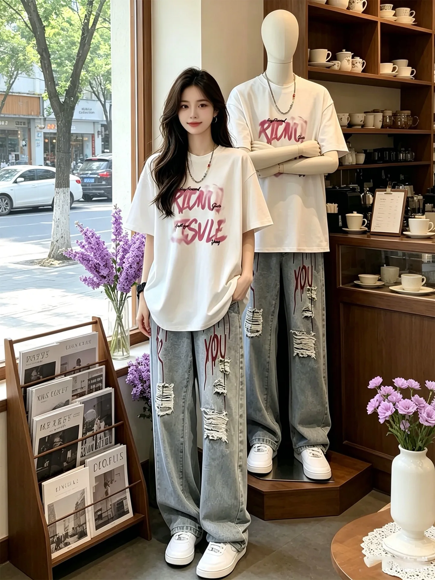 

Teenage Boys Summer Cool Style Short Sleeve T-Shirt And Jeans Set Casual Sportswear Letter Print High Street Fashion Brand