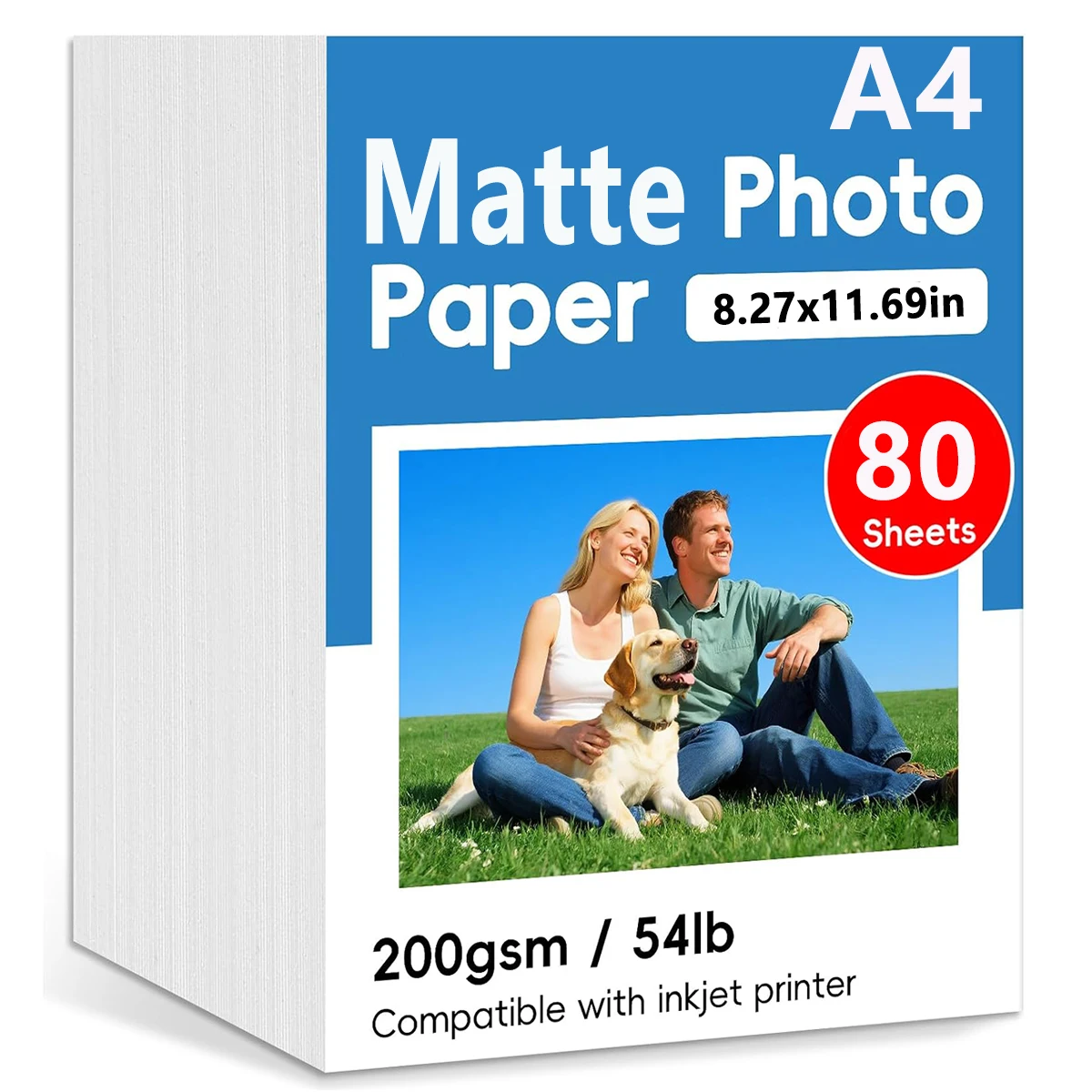 80 Blatt A4 mattes Fotopapier, 8,27 x 11,69 Zoll, Fotopapier für Tintenstrahldrucker, Bildpapier für Fotos, Kalender, Broschüren, Karten, 200 g/m²