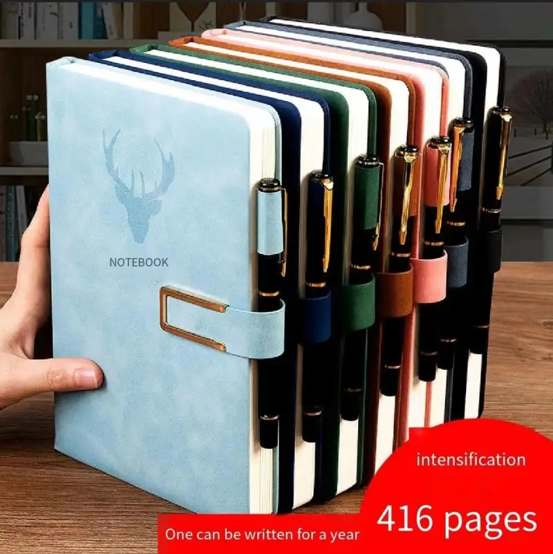 A4 Notebook Ultra-thick Thickened Notepad Business Soft Leather Work Meeting Record Book Office Diary Sketchbook Students Cute