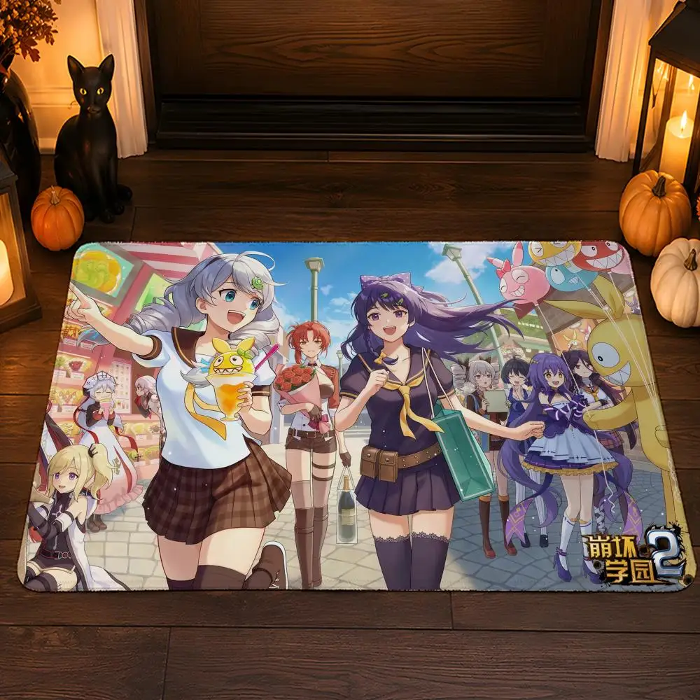 Guns GirlZ Houkai Gakuen Floor Mat Flannel Rug Soft Non Slip Washable Door Mat For Bathroom Bedroom Kitchen Home Decor