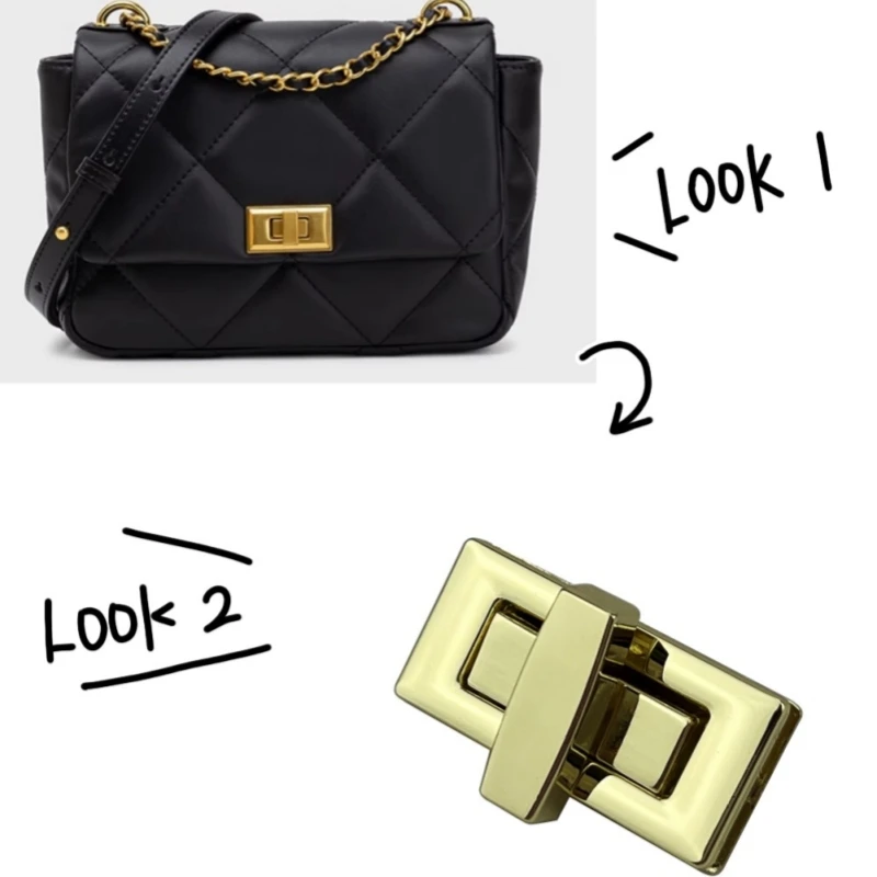 

Rectangle Popular Gold Metal Handbag Twist Lock Hardware Closure Metal Clasp Rectangular Turn Twist Lock Bag Parts Accessories