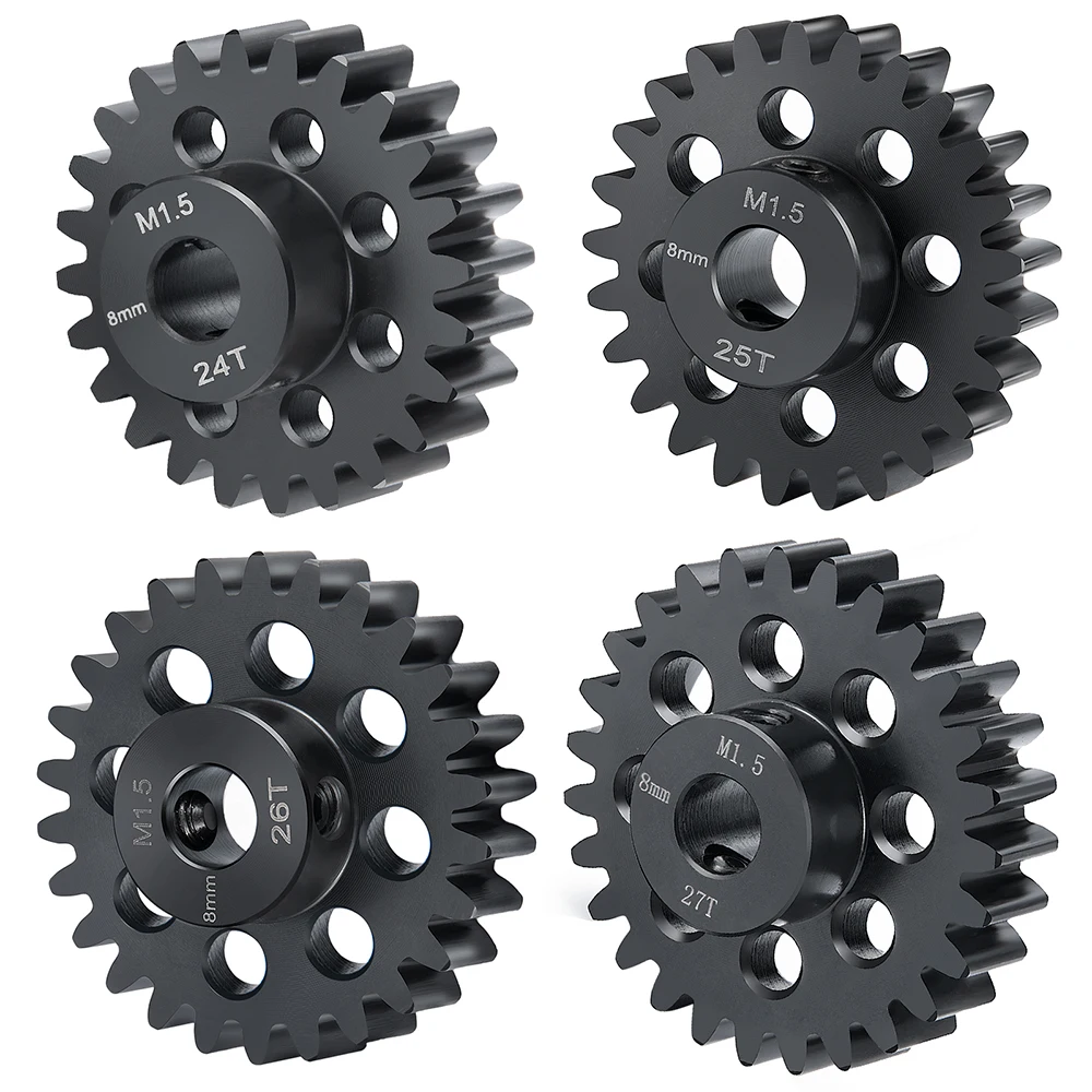TRINOOD 1 Stück M1,5 Stahl-Motorgetriebe Ritzel 8 mm 24 Zähne 25 Zähne 26 Zähne 27 Zähne 30 Zähne für 1/5 X-MAXX, 1/10 E-REVO RC Buggy Truck Teile – Detail 2