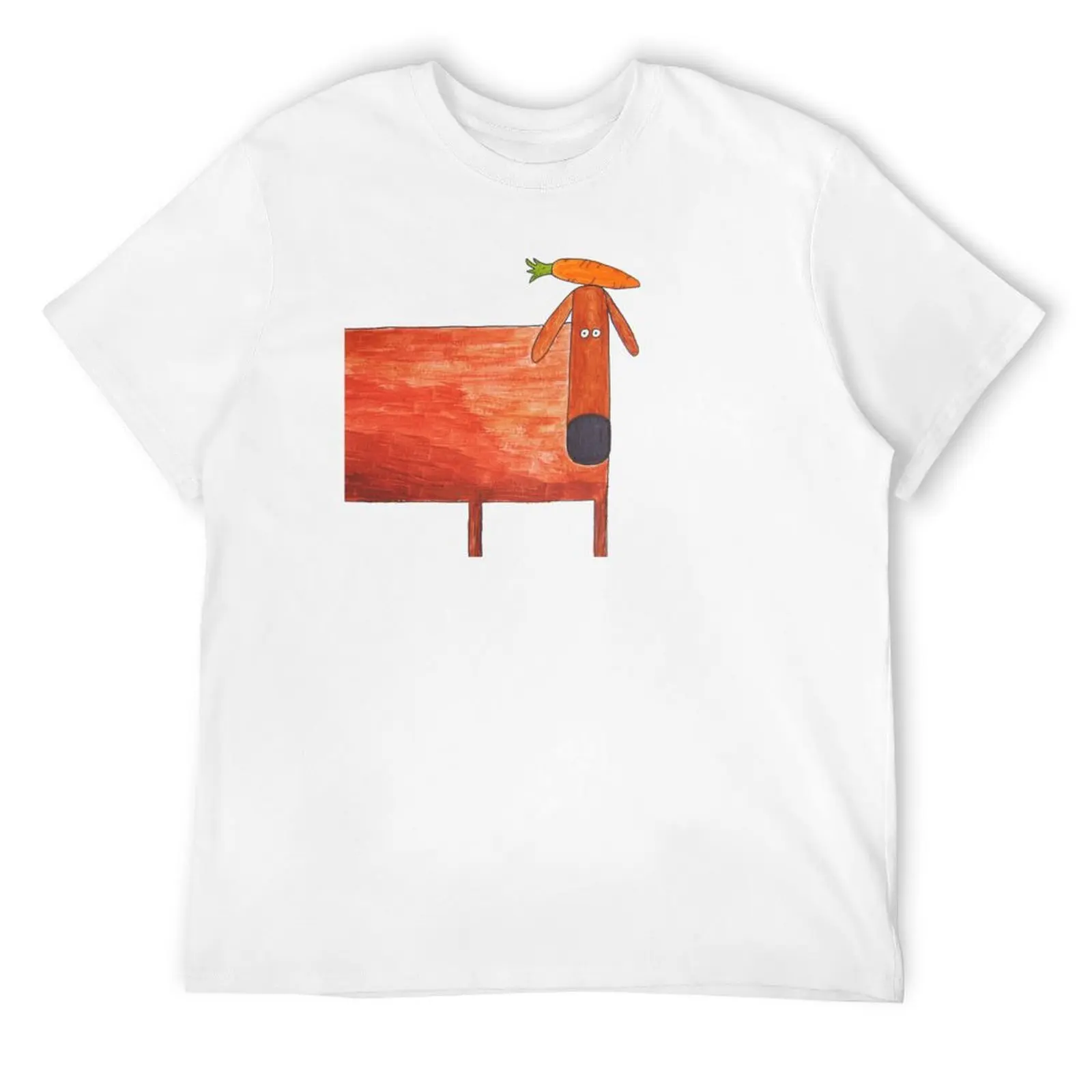 Surrealist Dachshund with carrot watercolor ala Magritte T-Shirt graphic tee shirt blue archive mens t shirts casual stylish