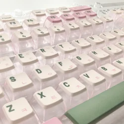 116 teclas coreano keycap rosa translúcido pudim keycap asa pbt pc pequeno teclado mecânico de cor fresca primavera hangul keycaps