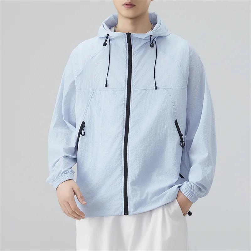 

Men's Sun Protection Hooded Jacket Lightweight Breathable Oversized Zip Up Windbreaker Casual Outdoor Summer Hiking Fishing Tops