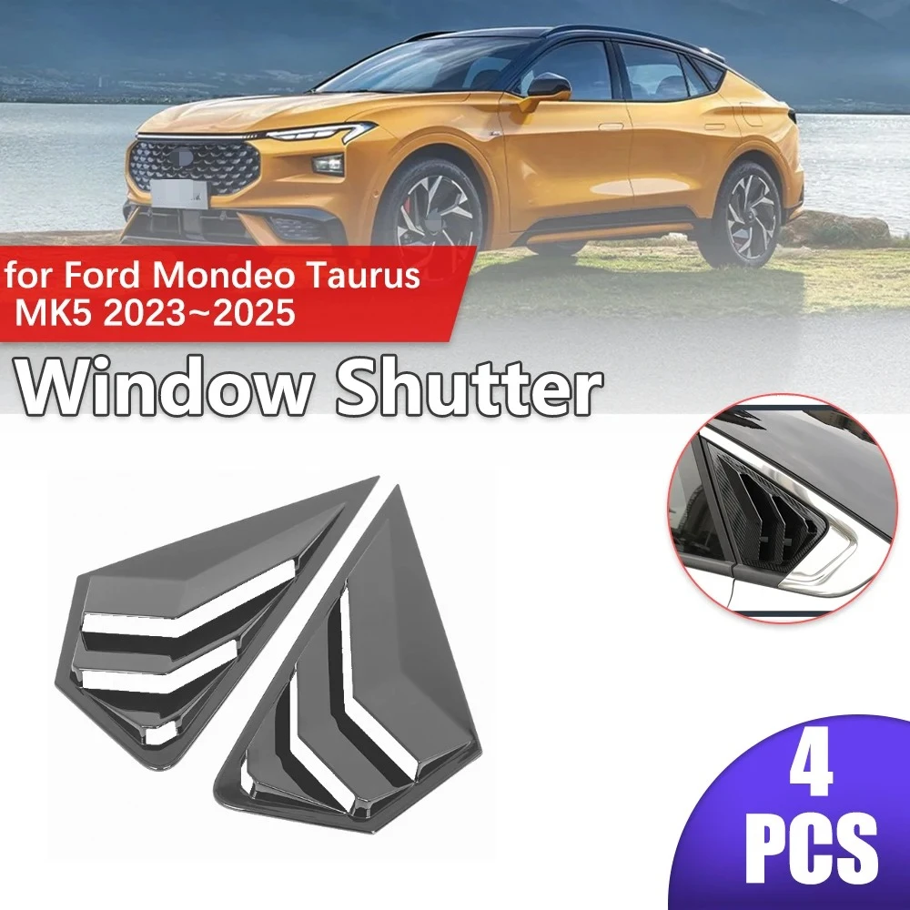 For Ford Mondeo Taurus MK5 2023~2025 2024 Rear Side Window ABS Louvers Racing Style Triangular Sticker Accessories Car Shutter