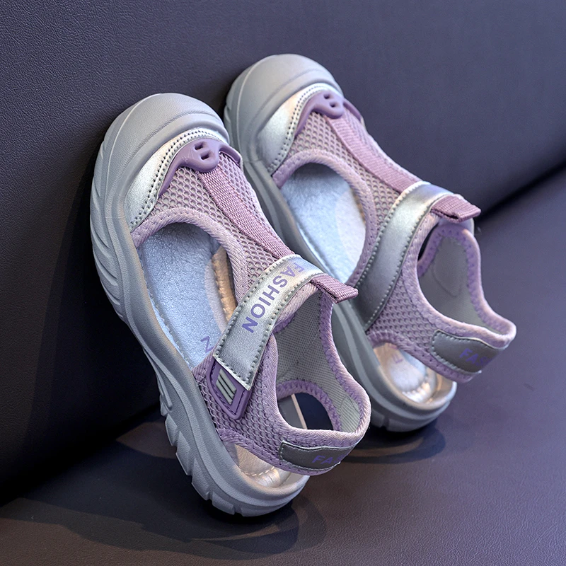 Toddler Girls Closed Toe Anti-collision Sandals Breathable MeshNon-slipSoftSoleSummerOutdoorSportSandalsforKidsCasual Beach Wear