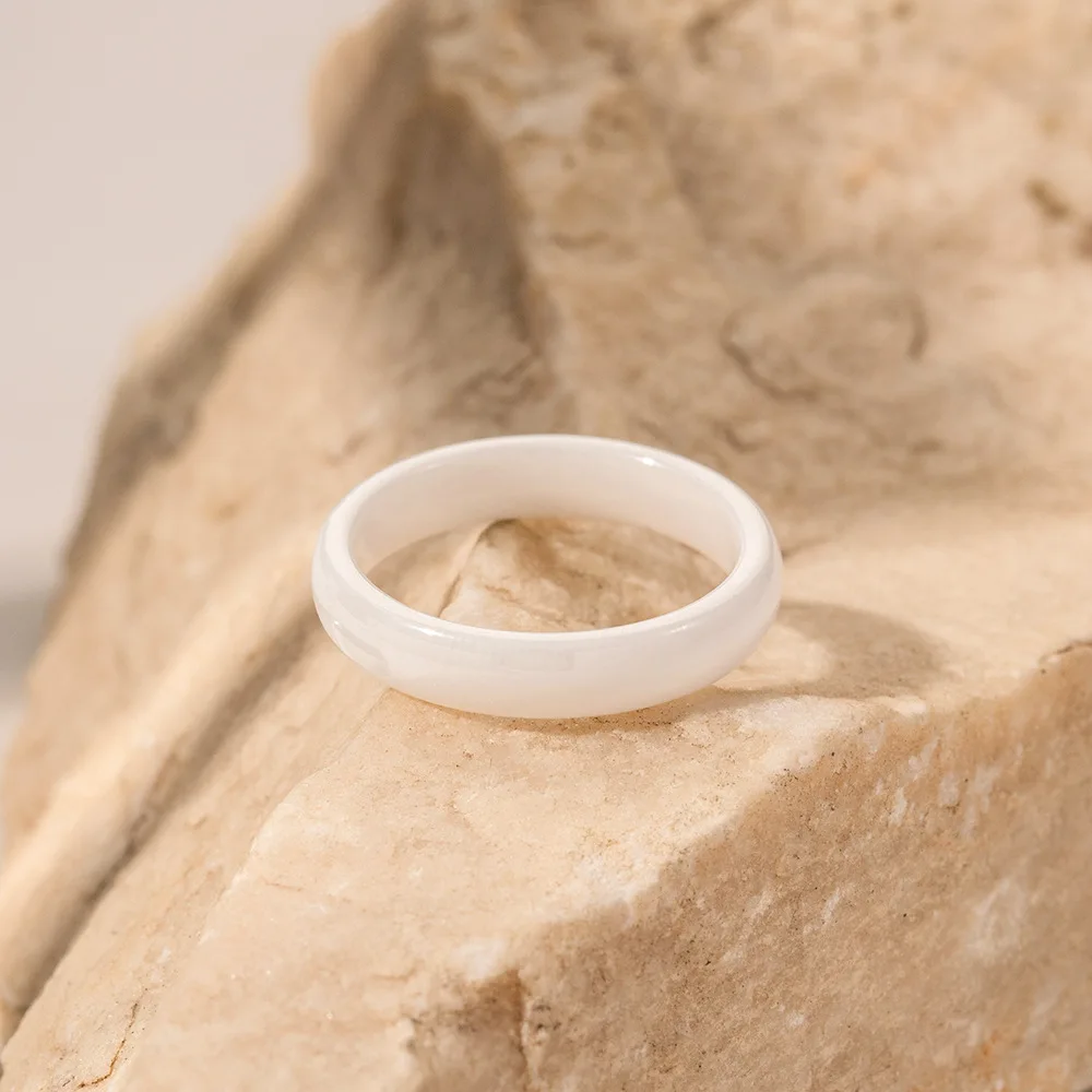 Stainless Steel PVD 18K Gold Plated Tarnish Waterproof Simply White Resin Rings For Woman Jewelry Wholesale Trendy