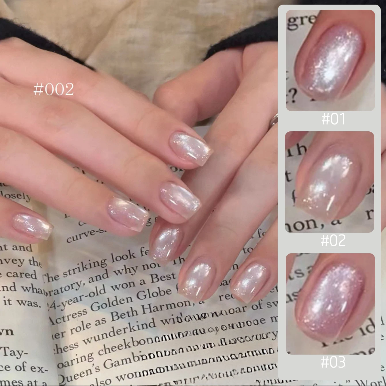 

MIANEL 10ML Snow White Ceramic Cat Eye Nail Polish Gel Polish with Glitter and Rhinestones Spring Nails Nail Salon Set