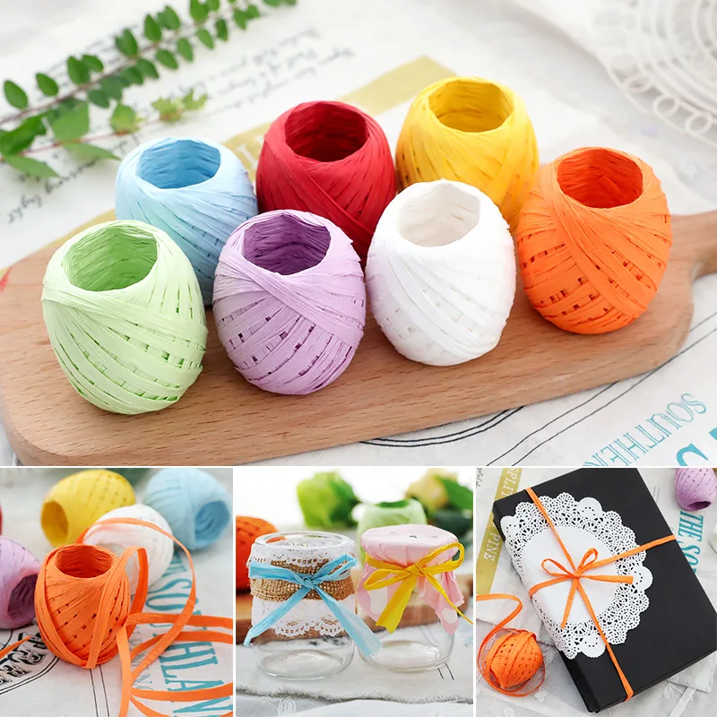 20m/roll DIY Raffia Ribbon Cord Rope for Palm Packaging DIY Scrapbook Craft Wedding Party Decoration Favor Gift Packing Supplies