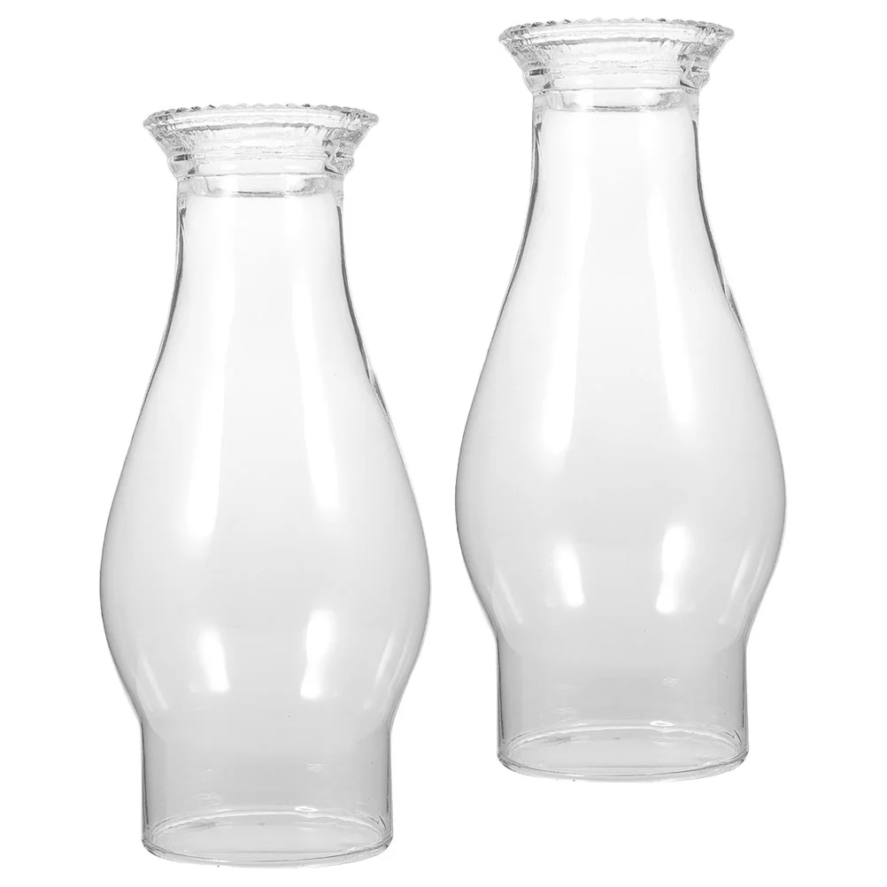 Lámpara de aceite transparente de queroseno, 2 piezas, linterna de chimenea a prueba de viento, sombra de Camping, tubo fluorescente, luces de vidrio