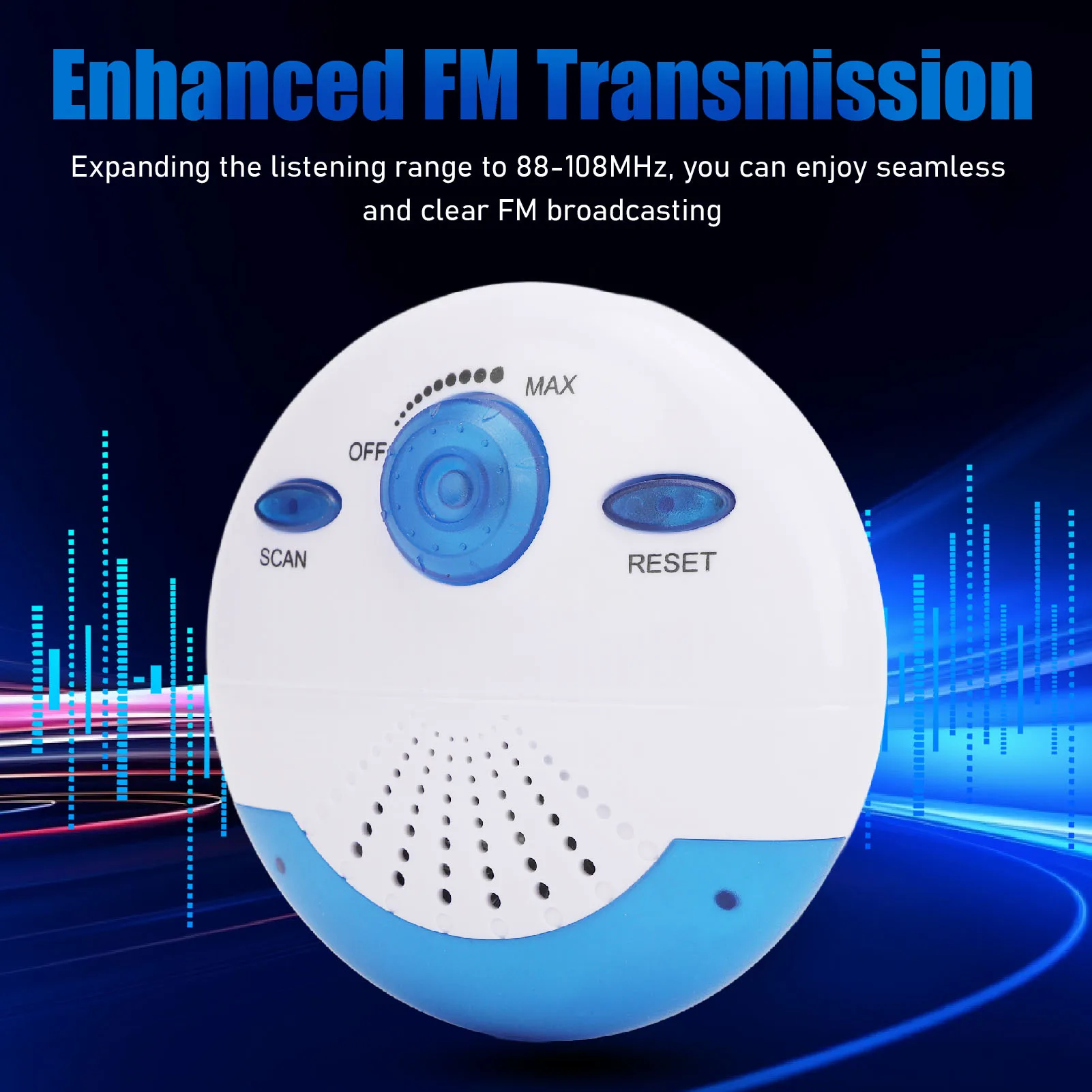 Shower Radio IPX7 Waterproof 360 Degrees Surround Sound Portable FM Radio with Top Handle for Bathroom Outdoor Portable FM Radio image 4