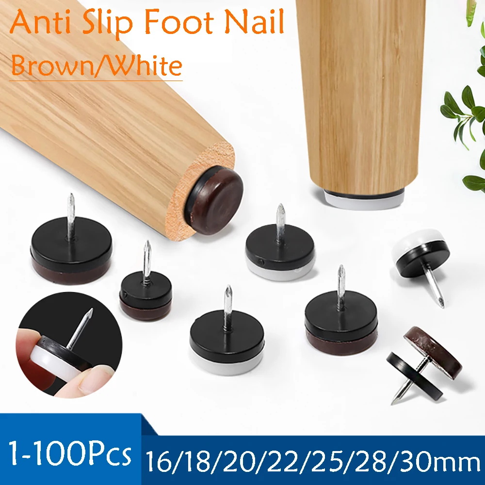 4-100Pcs 16-30mm Chair Table Furniture Leg Bottom Feet Plastic Pads Glides Skid Nail Wood Floor Furniture Protector Noise Killer