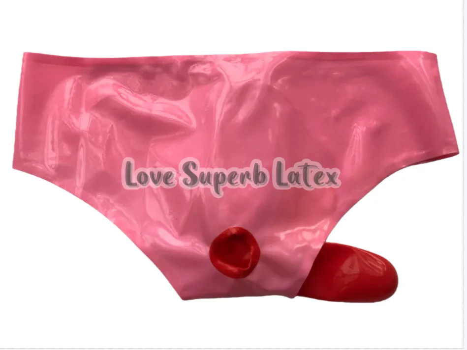 Sexy Mens Latex Briefs Fetish Rubber Underwear with Front Zipper and Anus Penis Condom  Halloween view 3