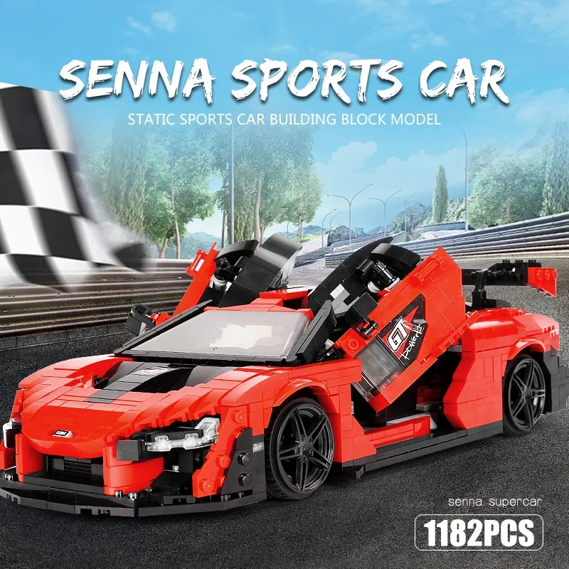 لعبة سيارة تقنية من مولد كينج 10007، نموذج سيارة سباق رياضية حمراء سينا، مكعبات بناء لتجميع السيارة، هدية عيد الميلاد للأطفال