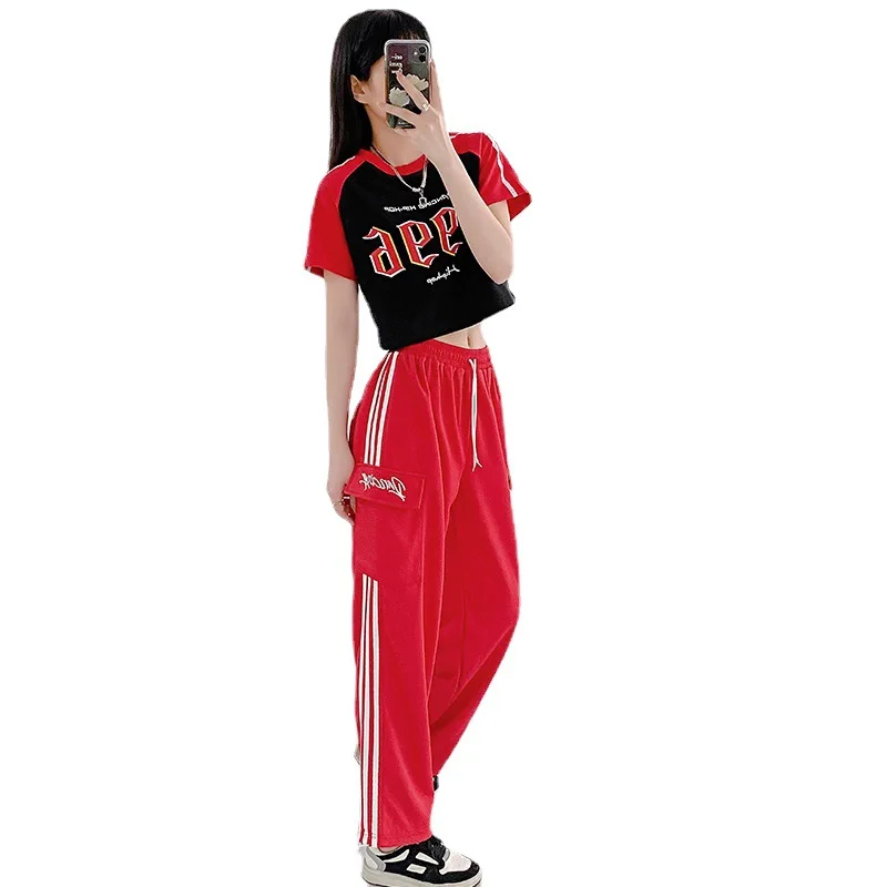 

Adult Jazz Hip hop Modern Dance Wear Paillette Stage Performance Clothing Women Cheerleading Street Dance Costumes Tops Pants