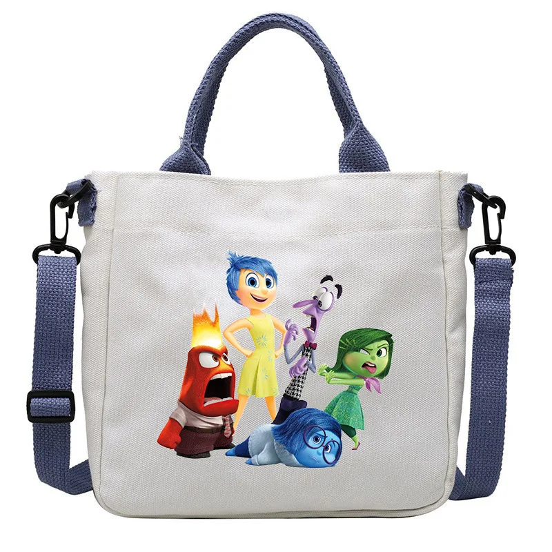 Disney Inside Out 2 Canvas Tote Bag for Women 2024 New Movie Handbags Detachable Shoulder Strap Large Capacity Shoulder Bag