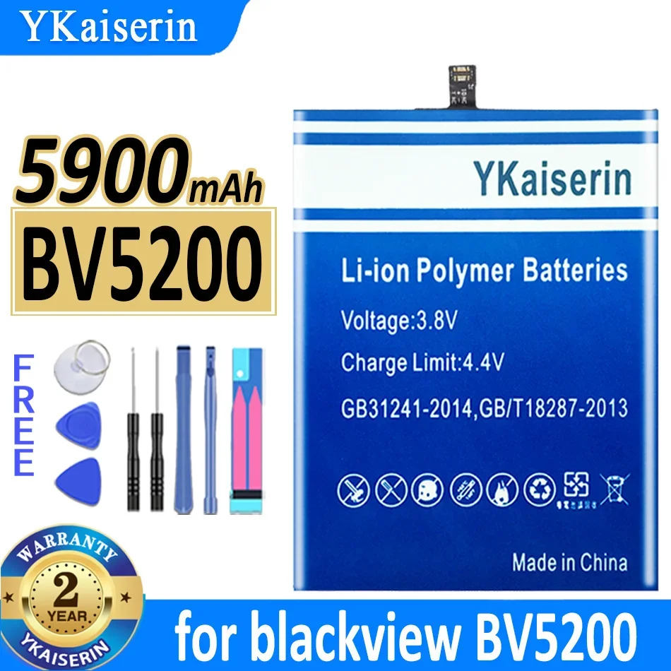 

5900mAh YKaiserin Battery BV5200 (Li616077PHTT) for blackview BV5200 Bateria