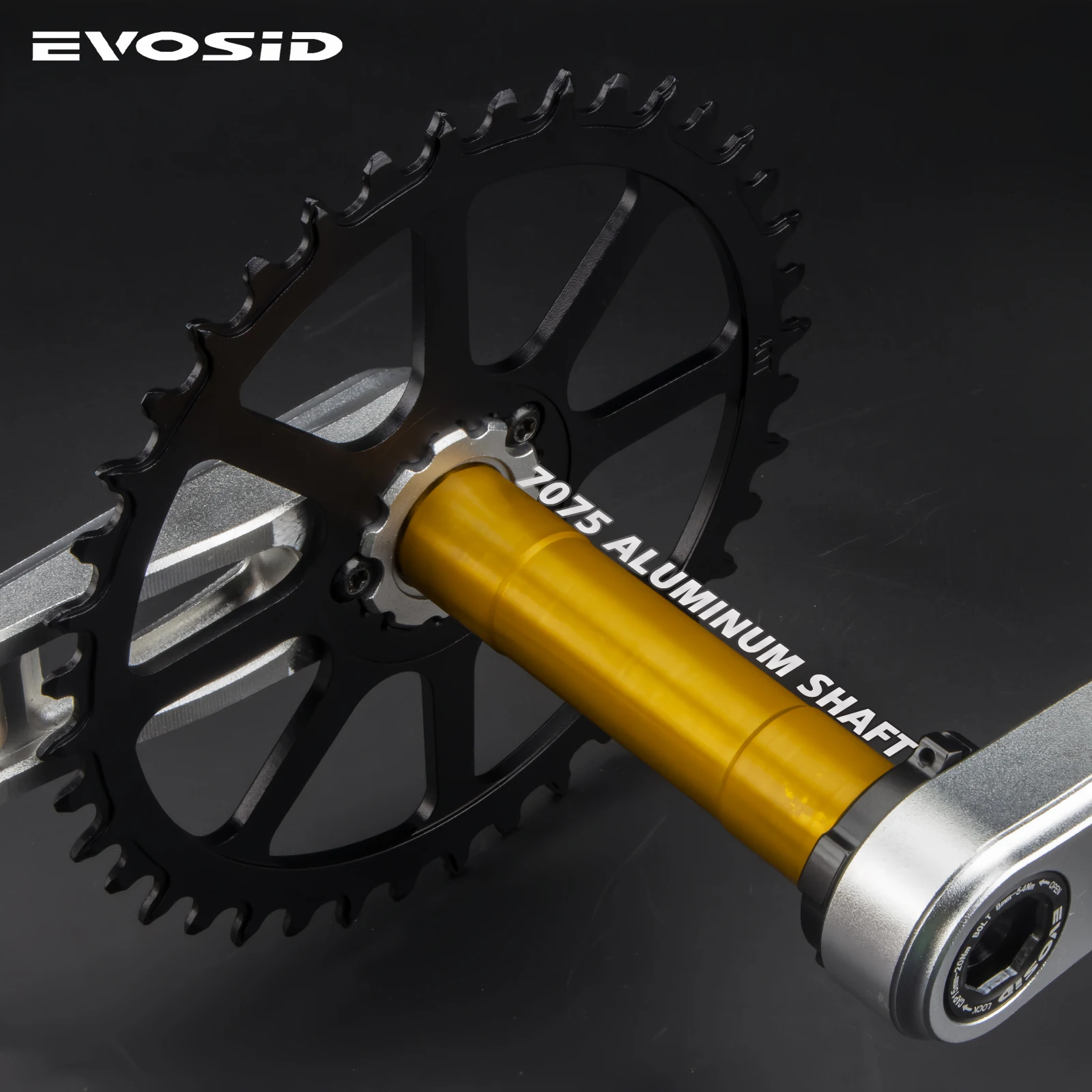 EVOSID 12s Ultralight Road Crankset 40 42 44T Single Chainring Hollow Tech Crank CNC 165mm with Bracket for Folding Bike