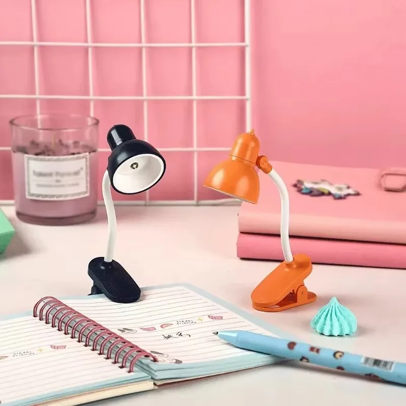 Cute Mini Lamp to Read Book Eye Protection Rotatable Reading Lamp with Clamp Reading Lights for Books Desk Table Bedroom