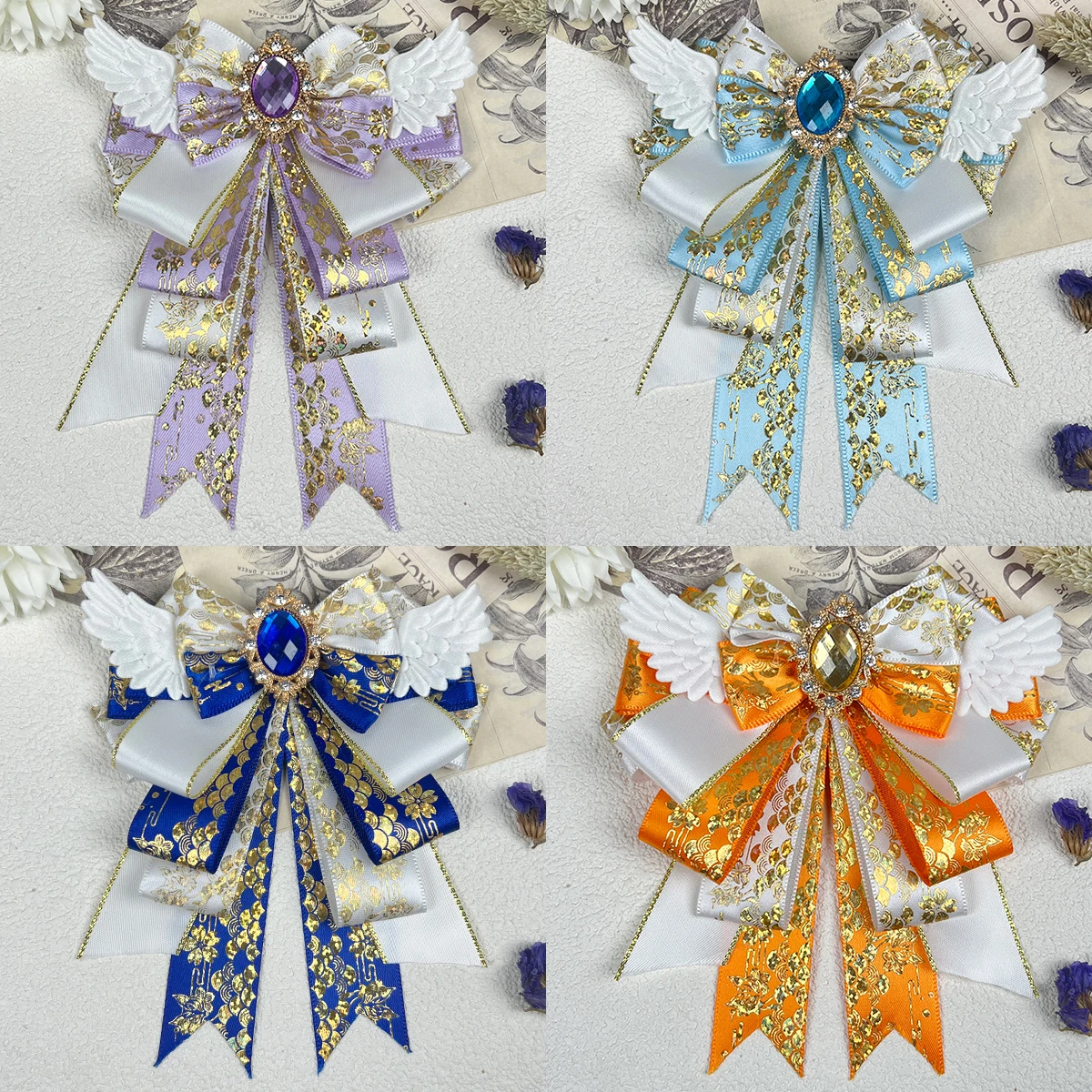 Luxuy Mini Hand Made Ribbon Bow Angel Wings Anime Cosplay Crafts Light Stick Charm Cheerful Fan Knot Accessories