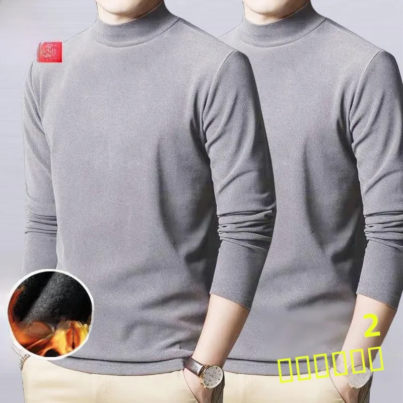 

Double-Sided Fce Knitted Long Sve T-irt Men's Spring Autumn Mid-Ne Warm Base irt Inner Wear f-High Collar Sweater