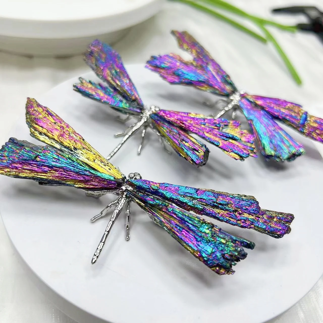 Natural Boutique Colorful tourmaline Electroplanted Dragonfly spar crafts Handmade Reiki Healing Home Home Garden Decor Gift