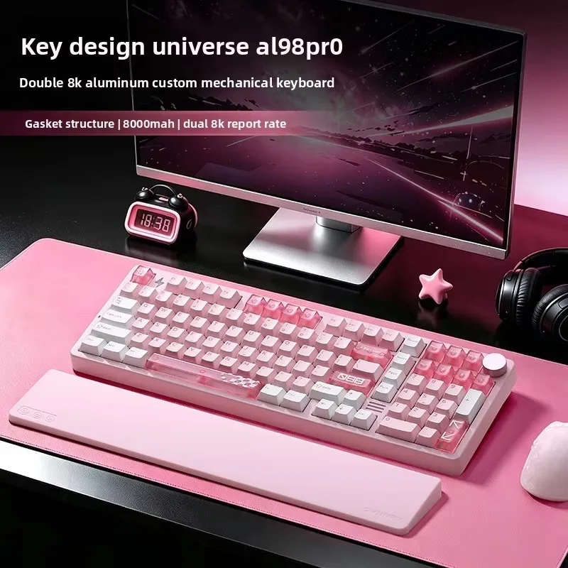 YUNZII for AL98 PRO Tri Mode Aluminum Alloy Keyboard Dual 8K Gasket Multi Knob Mechanical Keyboard for PC E Sports Gaming Setup