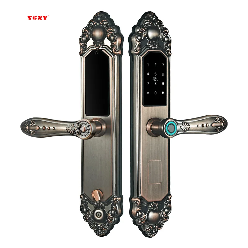 European Style Luxury Smart Lock Waterproof  Fingerprint Password Key Villa Door Lock With Tuya App