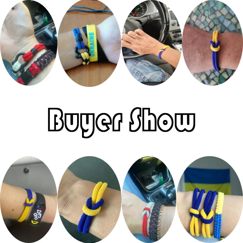Concentric Knot Men Bracelet Blue Yellow Braclet Detachable Stainless Steel Horseshoe Clasp Ukrainian Flag Color Braslet Homme view 6