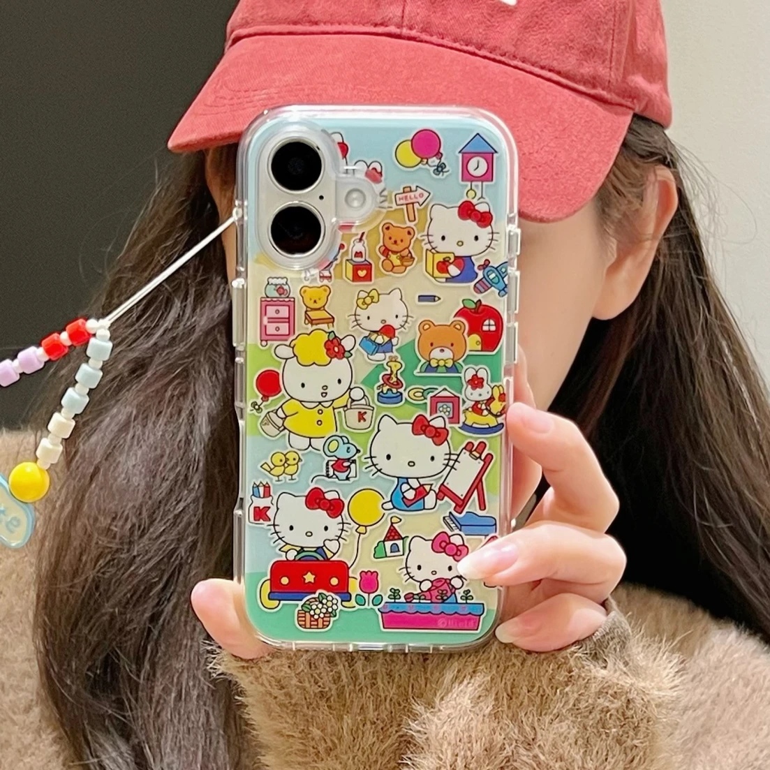 

Cute Cartoon Sanrio Hello Kitty Mobile Phone Protective Case for IPhone 16 Pro Max 16 Pro 16 15 14 13 Pro Max Phone Case