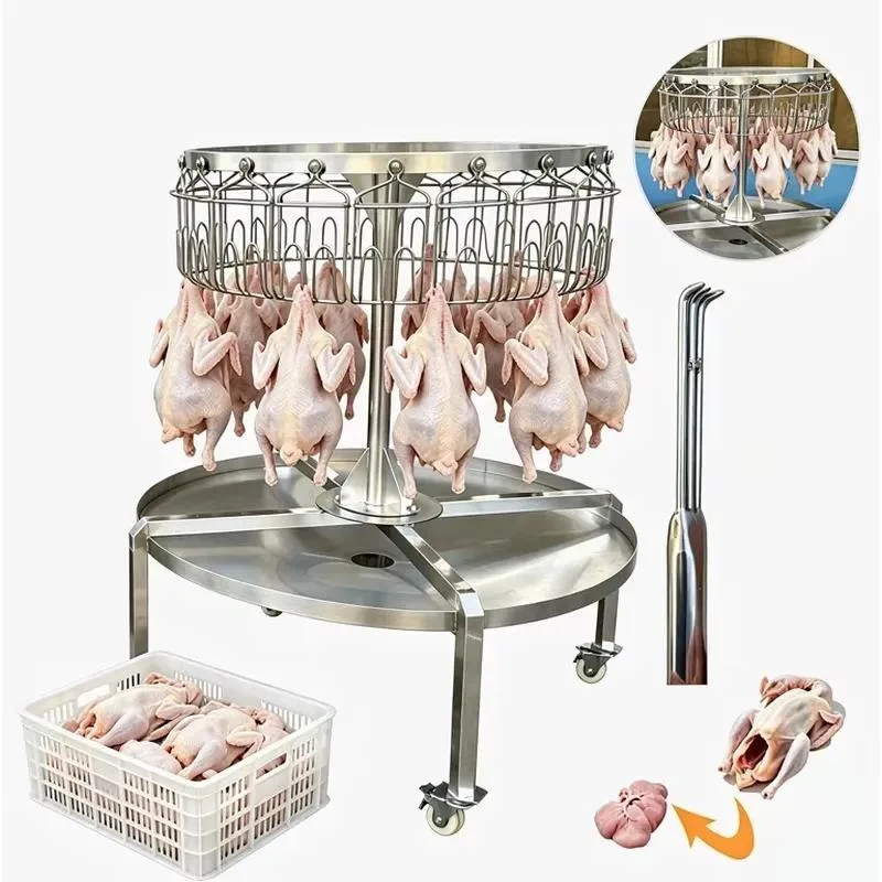 for Factory supply SUS201/304 rotary poultry gutting table, can hang 18 to 36 chickens, mobile bracket for slaughter