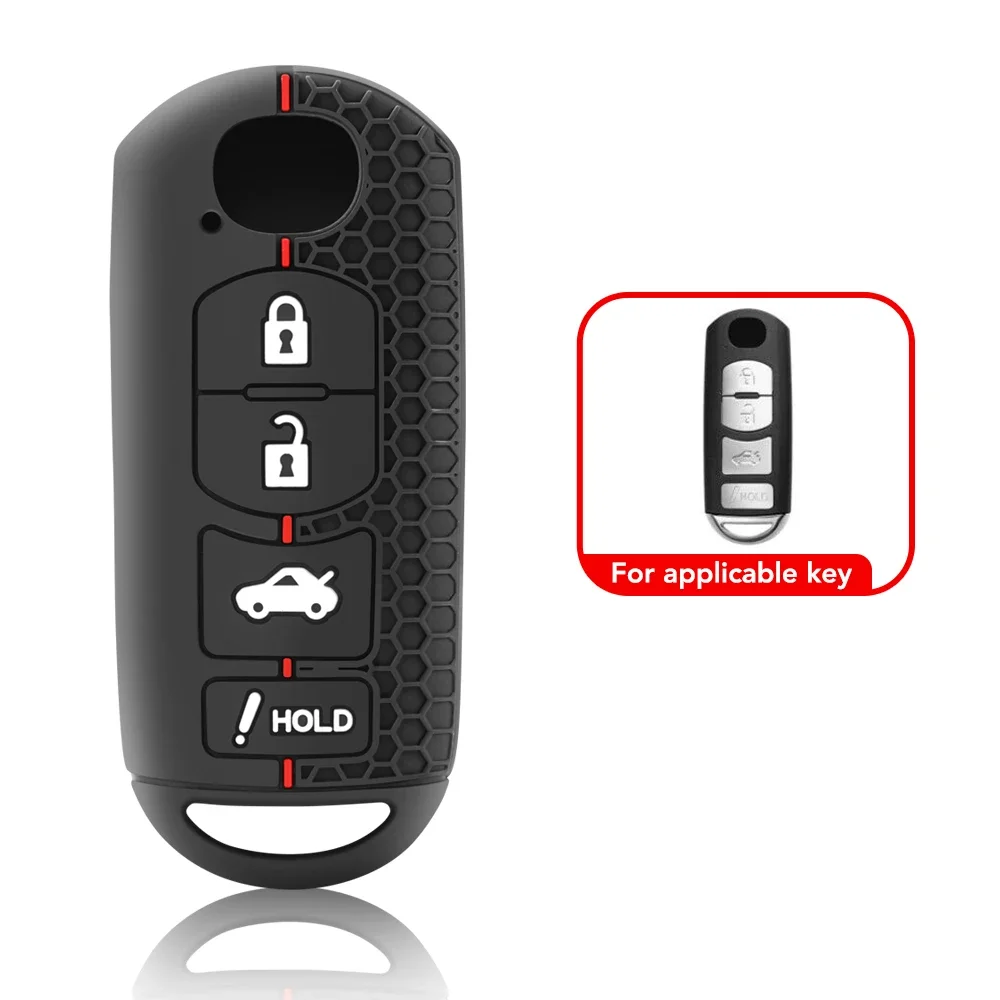 For MAZDA 2 3 5 6 CX-3 CX-5 CX-7 CX-9 Silicone Car Key Cover Remote Fob Case Sleeve  3 4 Buttons 2013 2015 2016 2017 2018 2019 view 2
