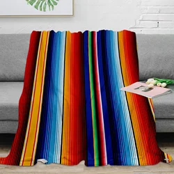 Colorful Mexican Stripes Throw Blanket for Kids Warm Sofa Blanket Flannel Blanket Portable Soft Bedspread