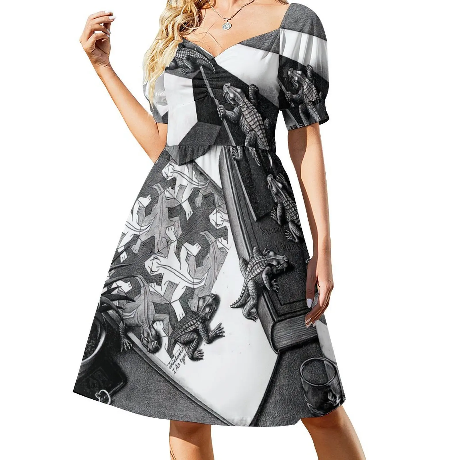 maurits cornelis escher, m c escher paintings, m c escher artwork Short-Sleeved Dress Women's dresses dresses women summer 2025