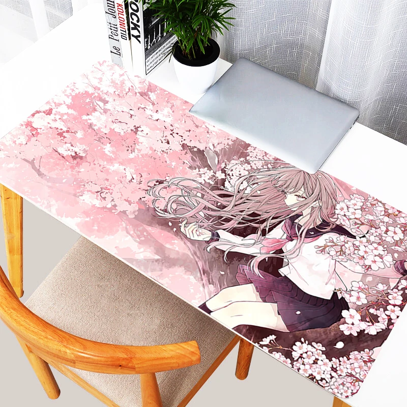 

Pink Cherry Blossom Mouse Pad PC Kawaii Gamer Cabinet Mousepad Large Sakura Anime Girl Keyboard Rug Laptop Cute Gaming Desk Mat