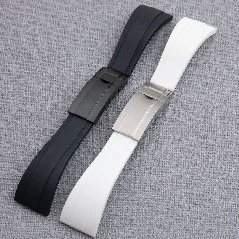 لحزام رولكس لـ DeepSea Sea-dwelsterpertual 20 مللي متر 21 مللي متر حزام ساعة ذو نهاية مسطحة حزام ساعة مطاطي ناعم