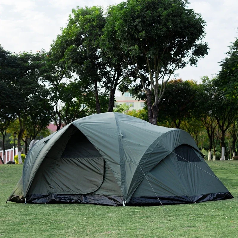 

Outdoor Sunshade Double Layers Rainproof Camping Big Family Tent Tourist Picnic 2rooms Hand Install Travel Anti-mosquito Inner