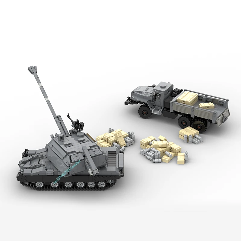 NEW1166PCS WW2 Military MOC 2S19 MSTA SSelf-propelled howitzer tank DIYcreative ideas high-tech Child Toy Gift Armored Car Block