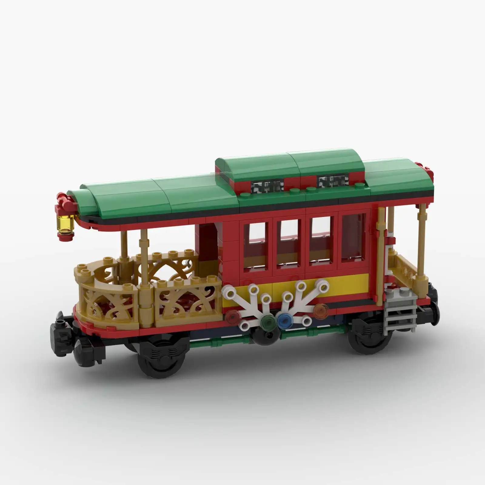 MOC Model Christmas Theme Sightseeing Train Building Blocks Carriage Classical Ornament Bricks Holiday Gift Toys for Children