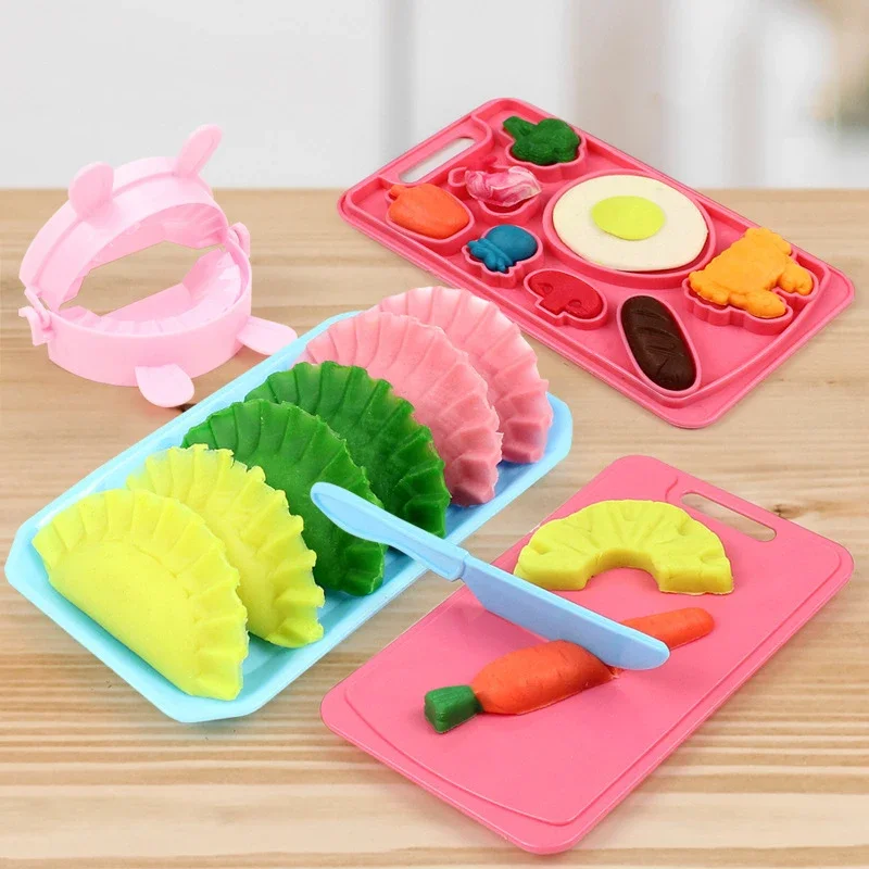 Children Plasticine Mold Tool Production Toys Kids Color Clay Noodle Machine Ice Cream DIY Simulation Play House Toy Set