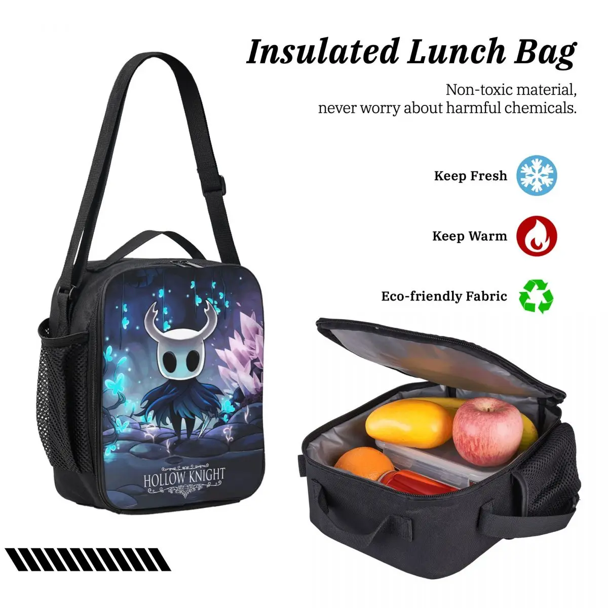 Set di zaini Hollow Knight merch da 3 pezzi per ragazze, ragazzi, borse per penne, set di borse per libri con scatola per il pranzo, per studenti delle scuole
