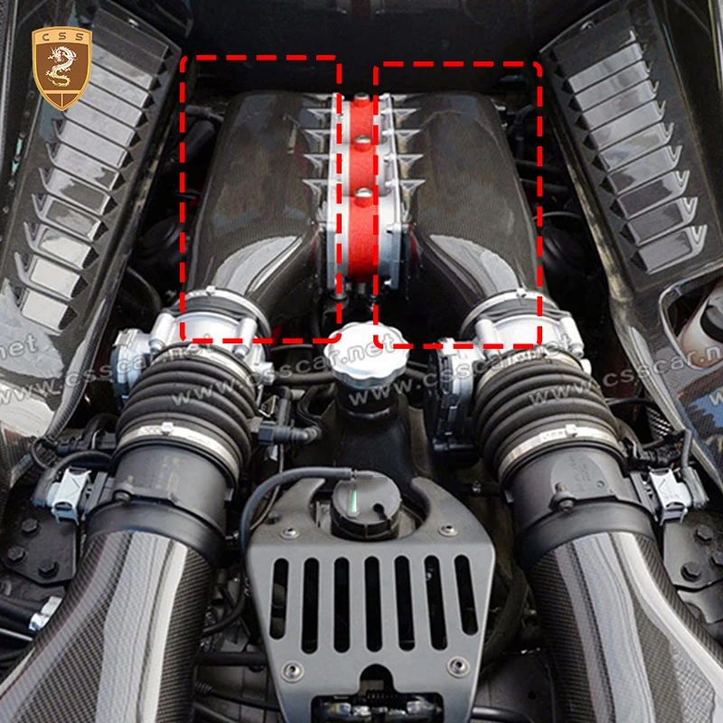 Capa Protetora de Duto de Entrada de Ar do Motor em Fibra de Carbono Seco para Ferrari 458, Acessórios de Interior de Carro Estilo OEM