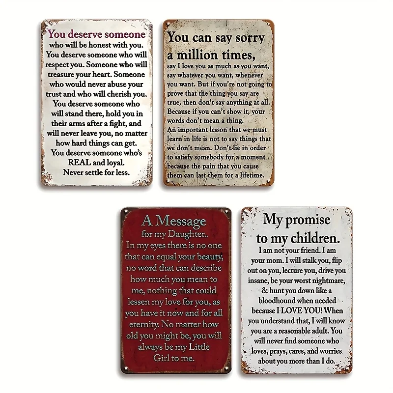 4pcs Inspirational Metal Signs- 